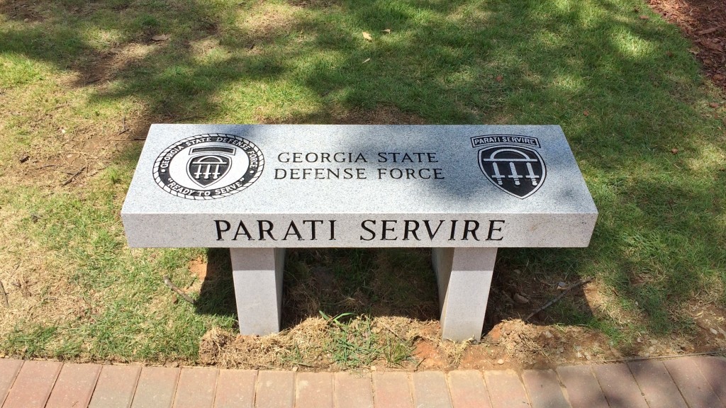 The GSDF bench at the Freedom Calls Memorial. Photo by Pvt. Michael Chapman.