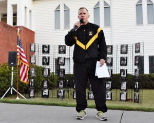 Sgt. Maj. York starting the tribute to the 42 fallen Soldiers. Georgia State Defense Force Photo by Pvt. Alexander Davidson / Released